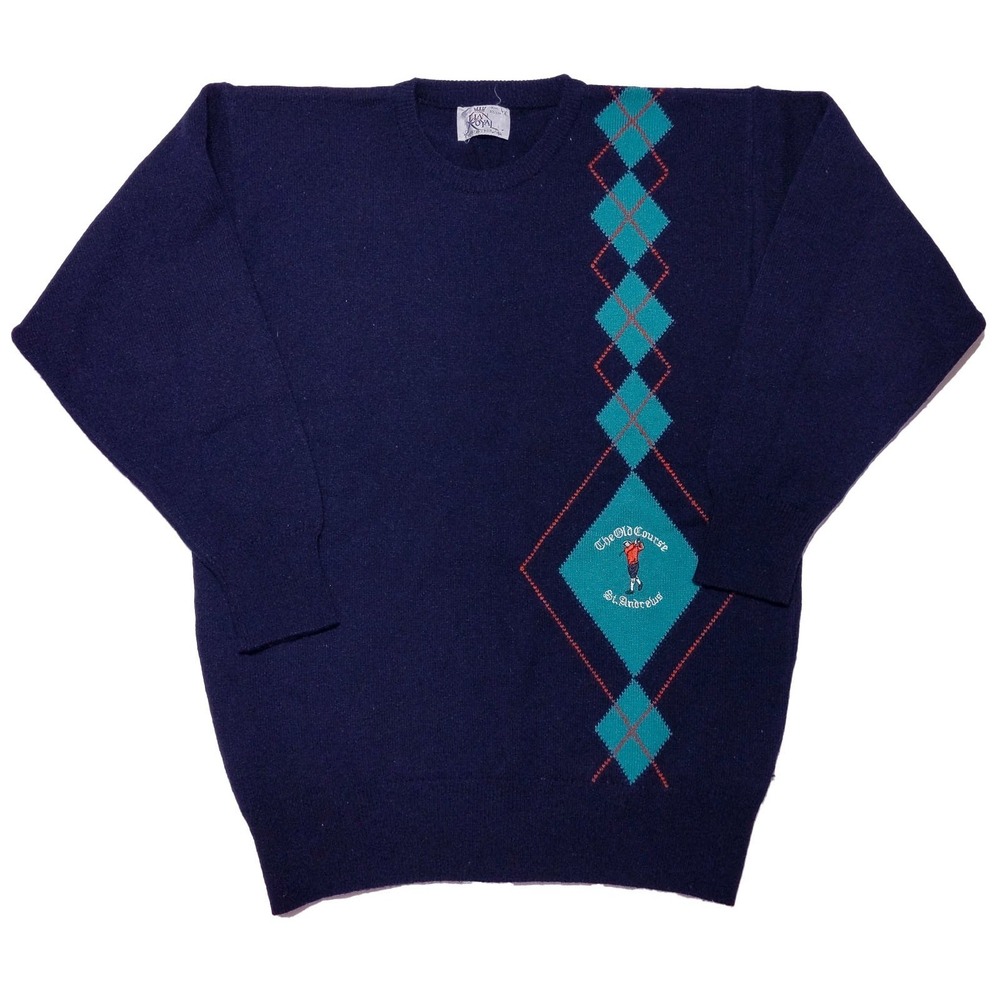 Vintage CLAN ROYAL Edinburgh‎ Old Course St. Andrews Sweater 100% Wool 40 Medium
